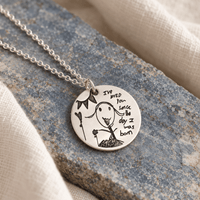 Custom Engraved Medallion Necklace | Kid Art Jewelry - Chocolate and Steel