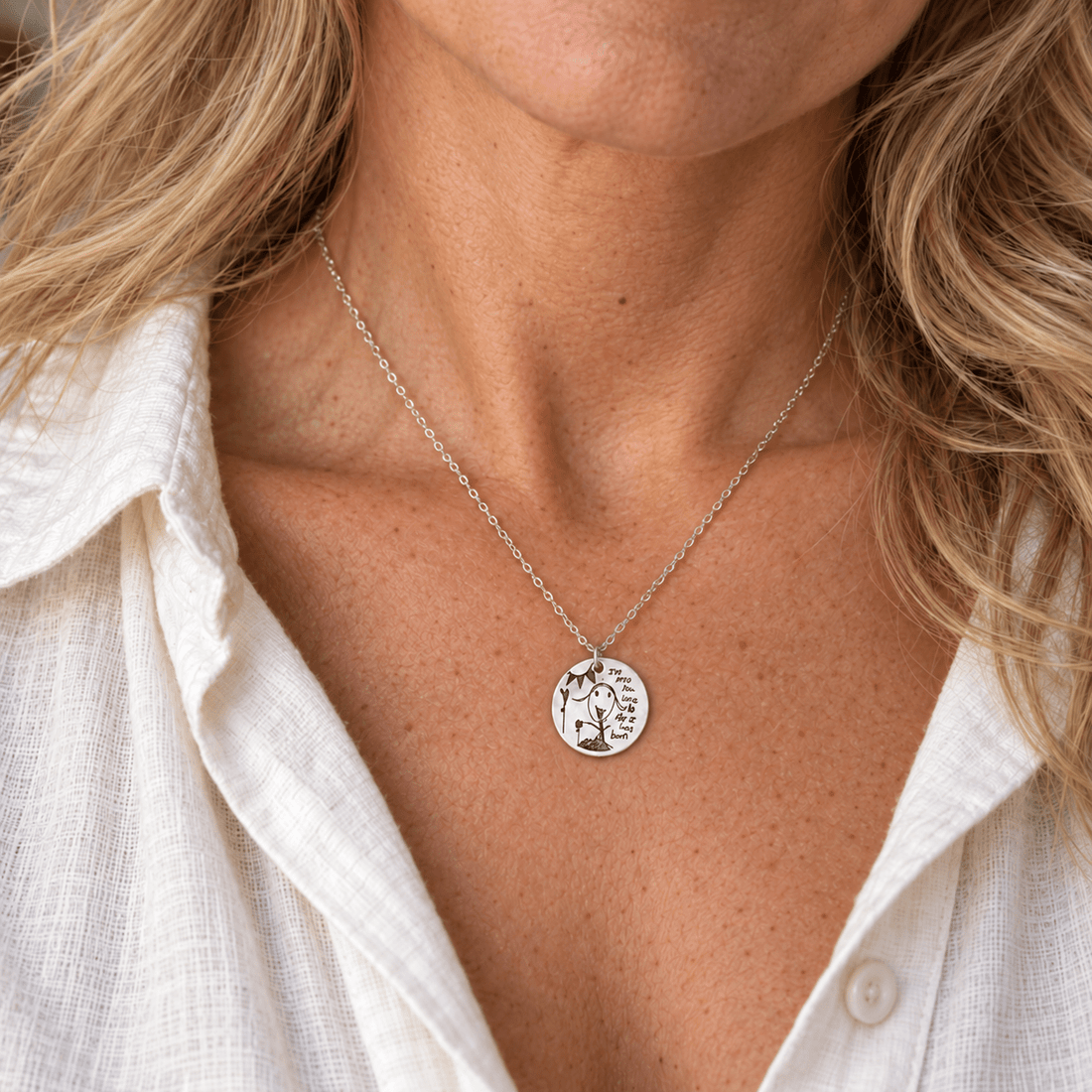 Custom Engraved Medallion Necklace | Kid Art Jewelry - Chocolate and Steel