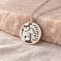 Custom Engraved Medallion Necklace | Kid Art Jewelry - Chocolate and Steel