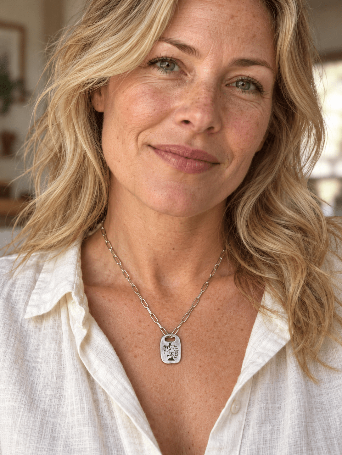Custom Engraved Rune Necklace | Kid Art Jewelry - Chocolate and Steel