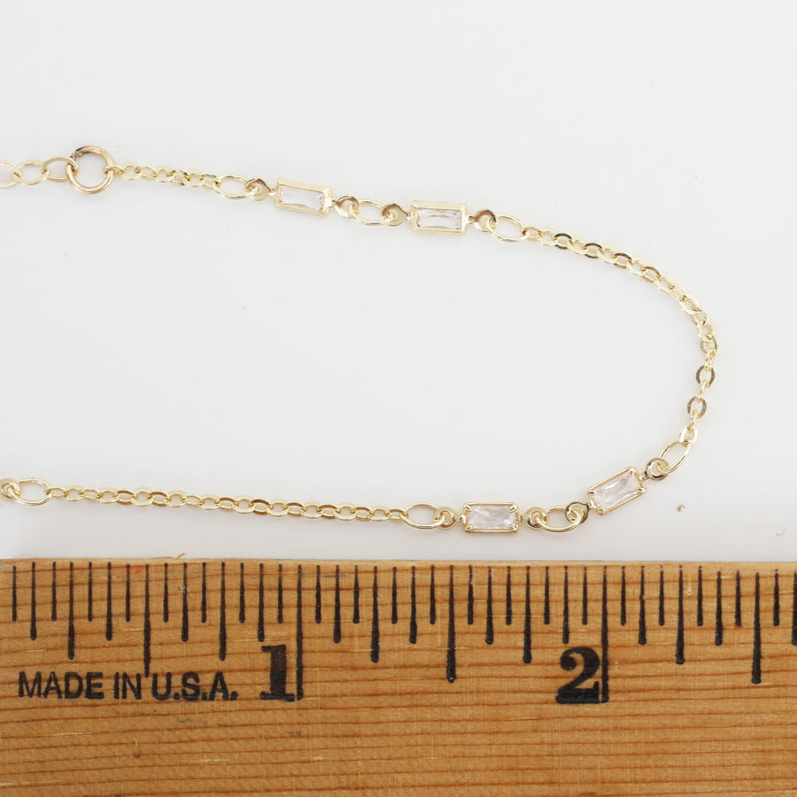 Delicate Baguette Crystal Chain Bracelet