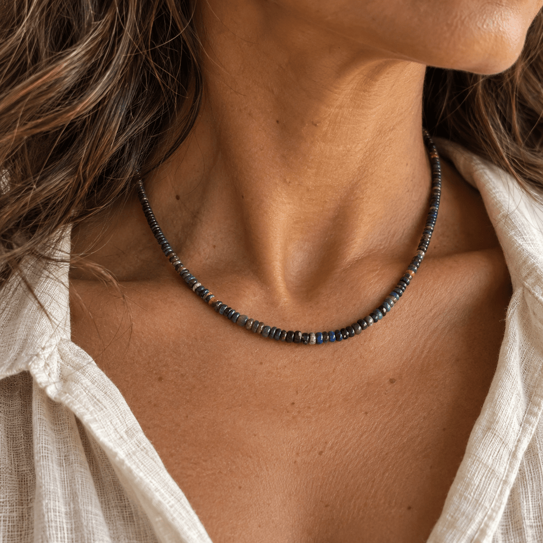 Denim Blue Opal Necklace — One of a Kind - Chocolate and Steel
