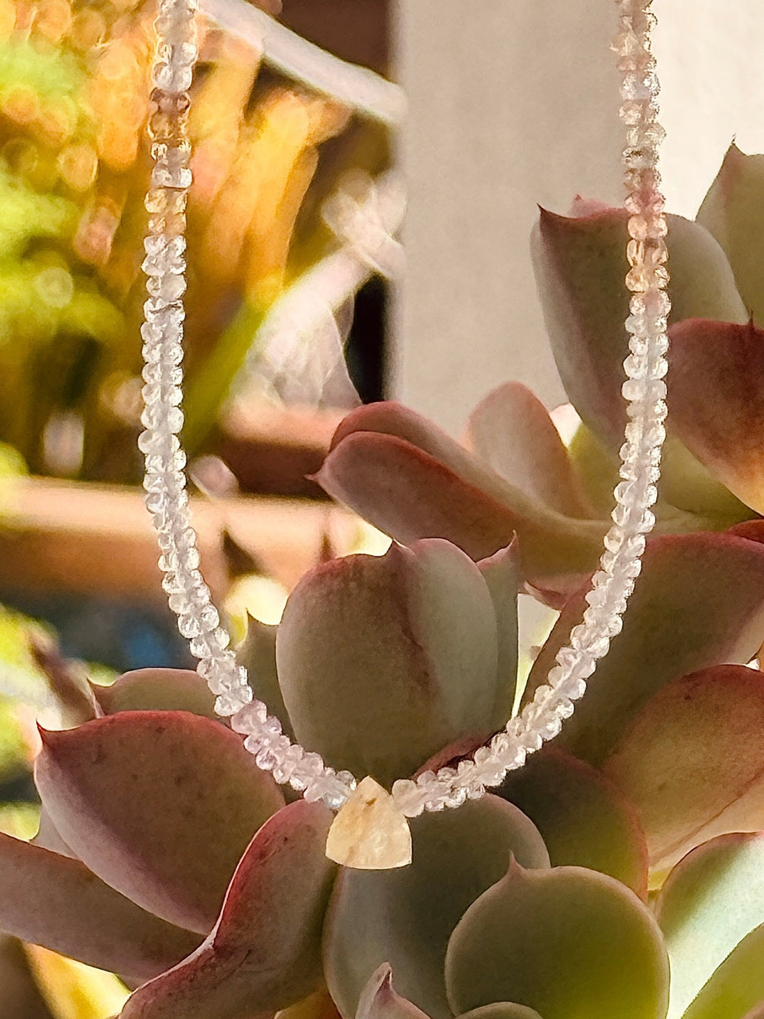 Desert Light Sapphire Gemstone Necklace - Only one - Chocolate and Steel