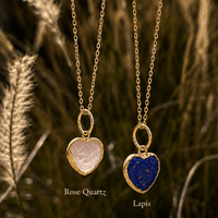 Esme Gemstone Heart Shaped Necklaces - Chocolate and Steel