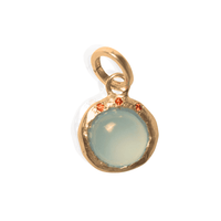 Gemdrop Juicy Chalcedony Charm Necklace - Chocolate and Steel