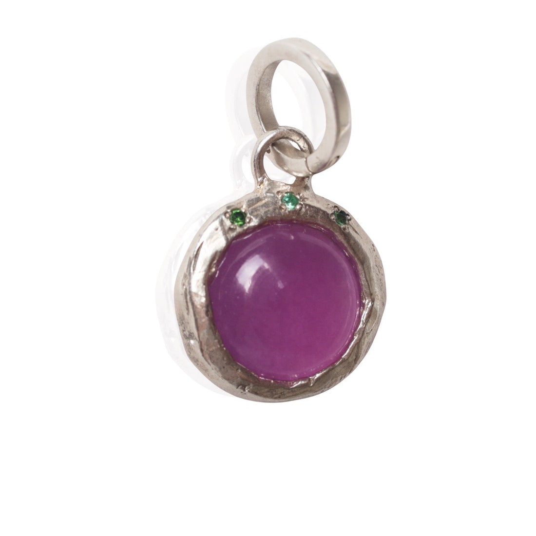 Gemdrop Juicy Chalcedony Charm Necklace - Chocolate and Steel