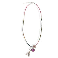 Gemdrop Juicy Chalcedony Charm Necklace - Chocolate and Steel