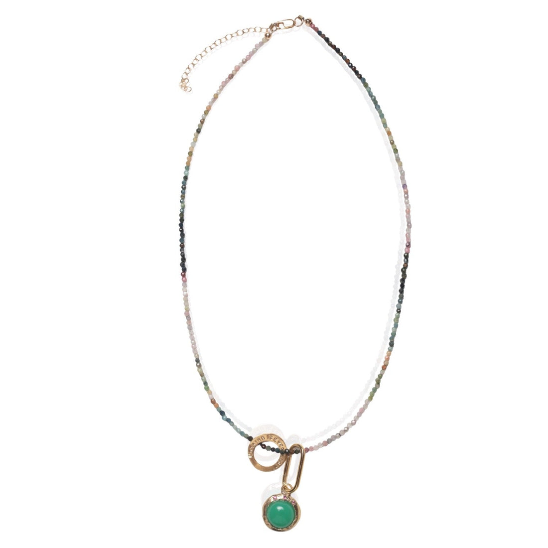 Gemdrop Juicy Chalcedony Charm Necklace - Chocolate and Steel