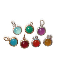 Gemdrop Juicy Chalcedony Charm Necklace - Chocolate and Steel