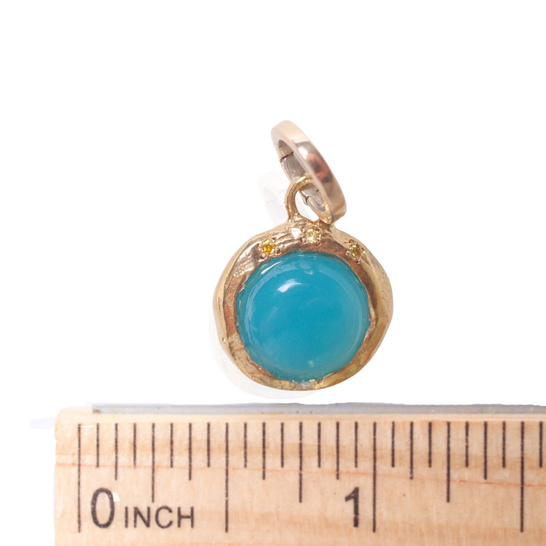 Gemdrop Juicy Chalcedony Charm Necklace - Chocolate and Steel