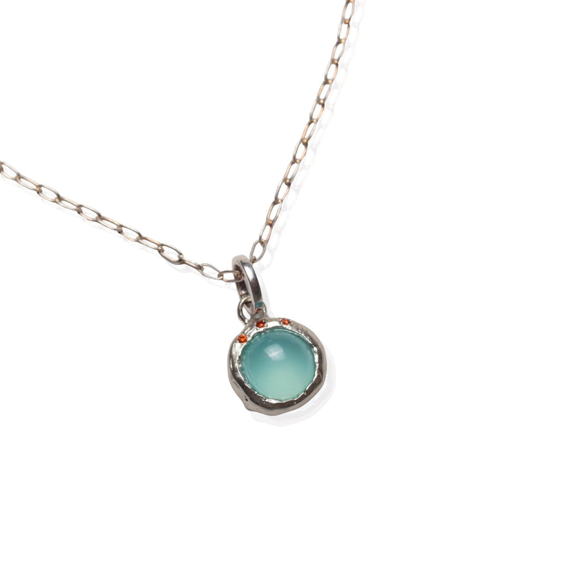 Gemdrop Juicy Chalcedony Charm Necklace - Chocolate and Steel