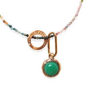 Gemdrop Juicy Chalcedony Charm Necklace - Chocolate and Steel