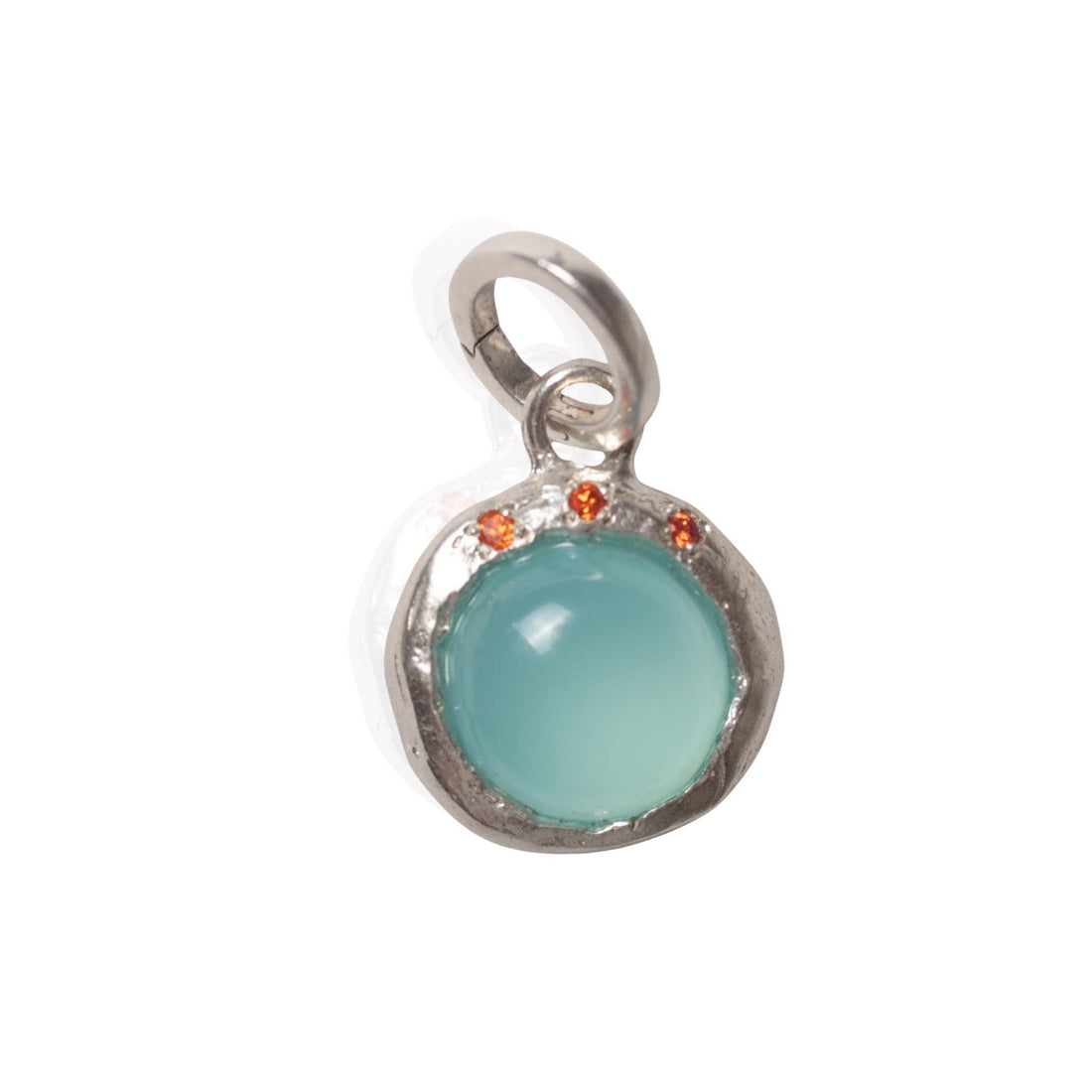 Gemdrop Juicy Chalcedony Charm Necklace - Chocolate and Steel