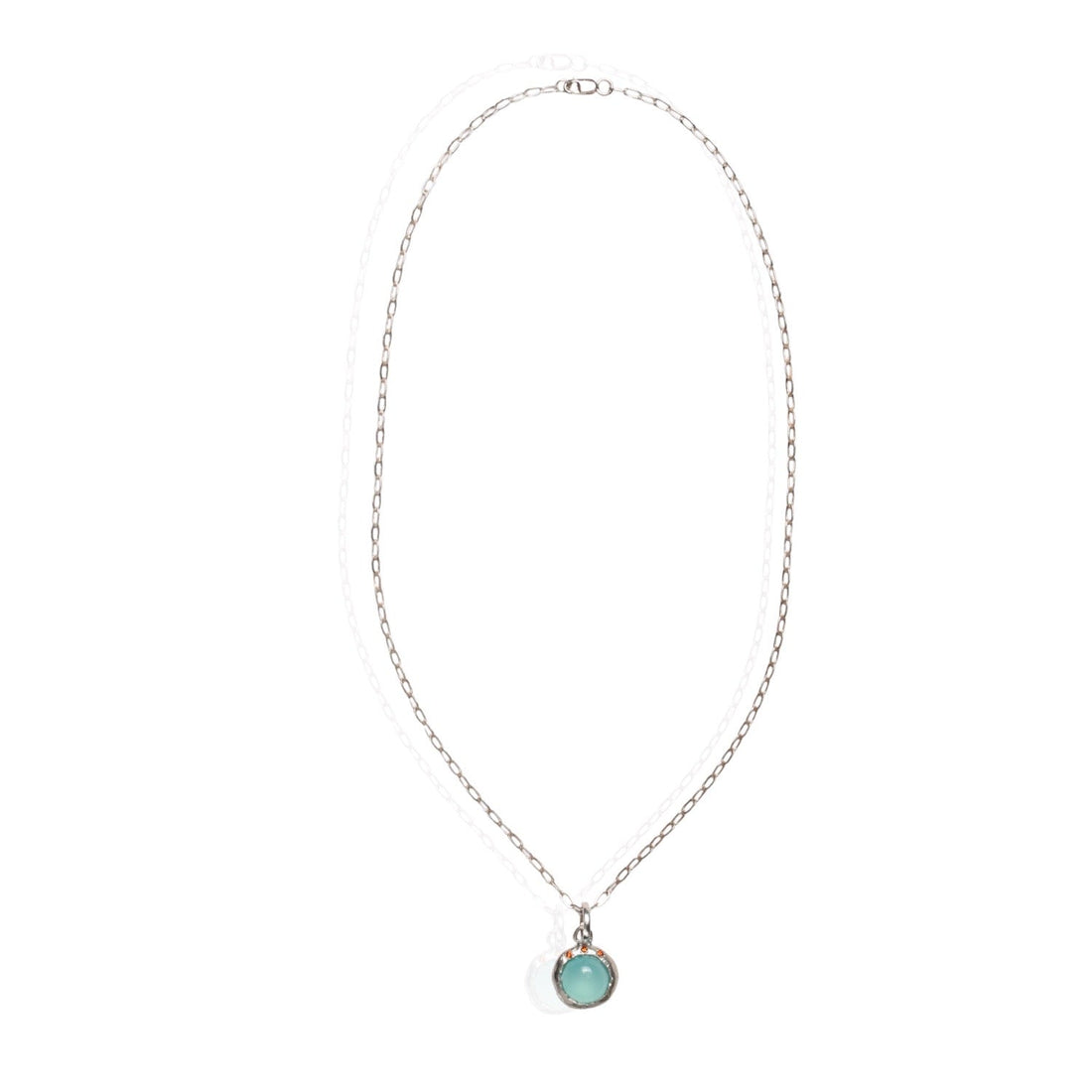 Gemdrop Juicy Chalcedony Charm Necklace - Chocolate and Steel