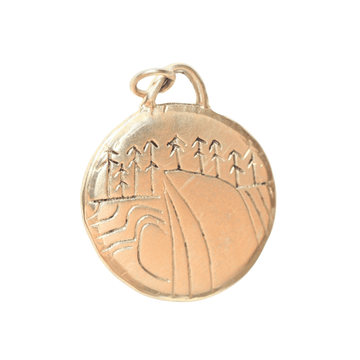 Half Dome Carved Medallion - Chocolate and Steel