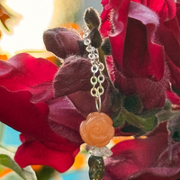 Jade Rosette, Herkimer Diamond and Opal Pendant - Chocolate and Steel