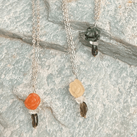 Jade Rosette, Herkimer Diamond and Opal Pendant - Chocolate and Steel