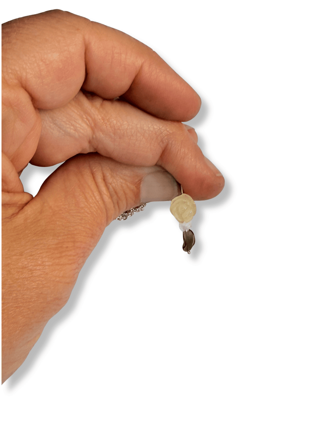 Jade Rosette, Herkimer Diamond and Opal Pendant - Chocolate and Steel