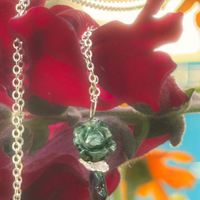 Jade Rosette, Herkimer Diamond and Opal Pendant - Chocolate and Steel