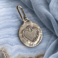 Little Bird Heart Pendant — Hand-Carved - One of a Kind - Chocolate and Steel