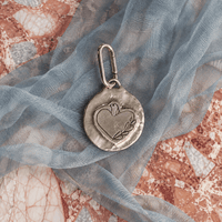 Little Bird Heart Pendant — Hand-Carved - One of a Kind - Chocolate and Steel
