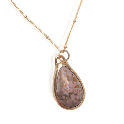 Lost in the Forest – Ocean Jasper Pendant Necklace - Chocolate and Steel