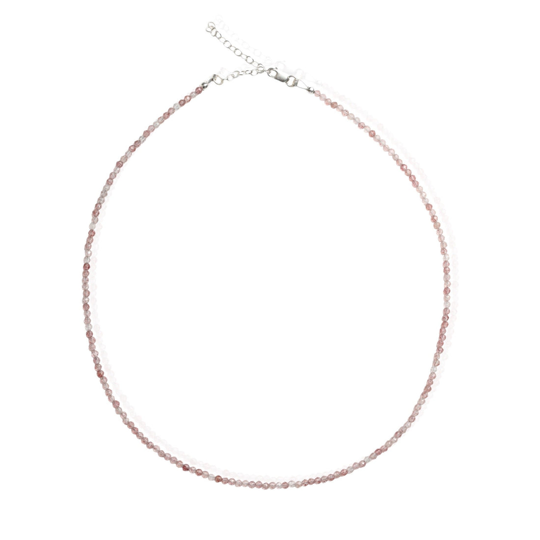 Margo Strawberry Quartz Beaded Necklace - Chocolate and Steel