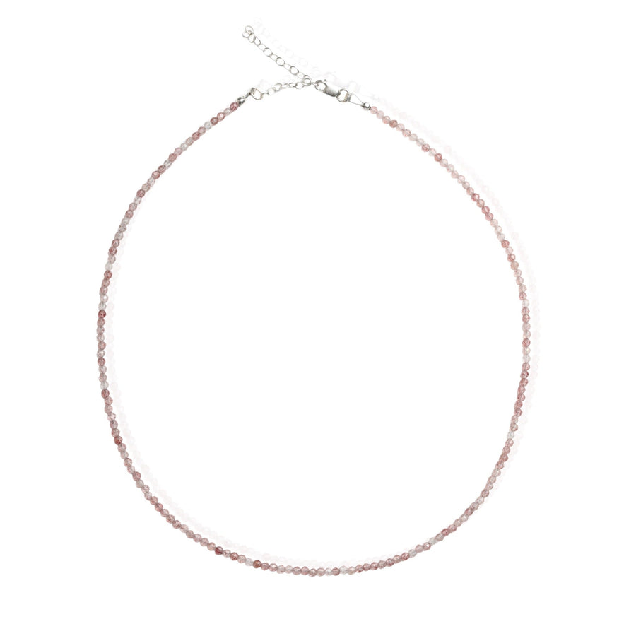 Margo Strawberry Quartz Beaded Necklace - Chocolate and Steel