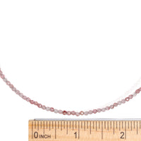 Margo Strawberry Quartz Beaded Necklace - Chocolate and Steel