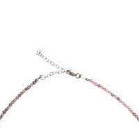 Margo Strawberry Quartz Beaded Necklace - Chocolate and Steel