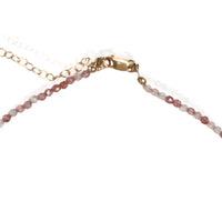 Margo Strawberry Quartz Beaded Necklace - Chocolate and Steel