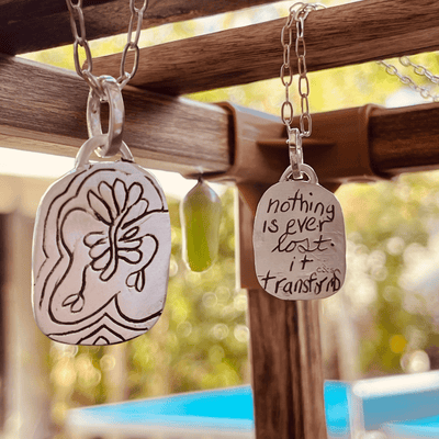 Nothing Is Ever Lost - Butterfly Pendant - Chocolate and Steel