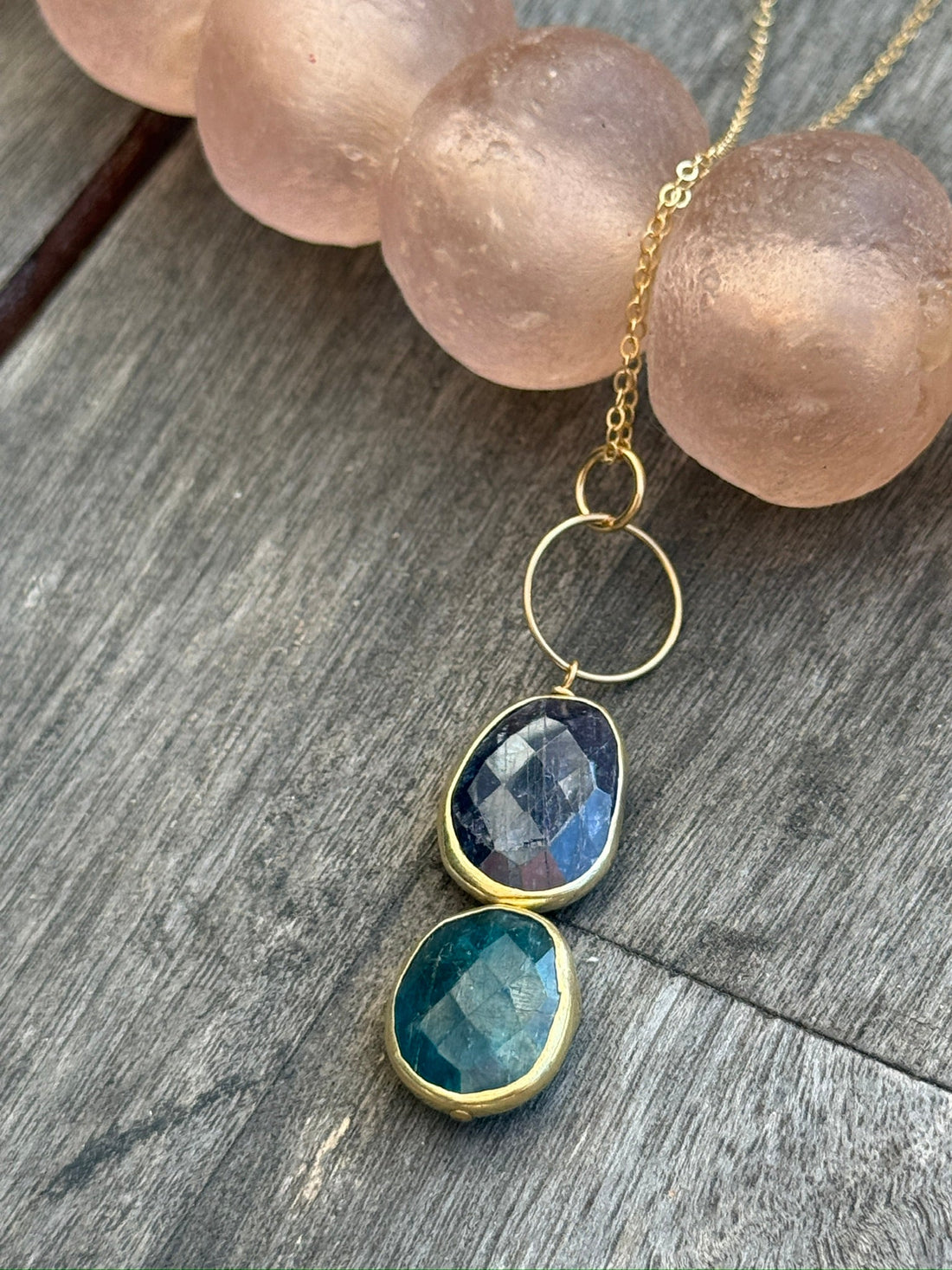 Ocean Pebbles Necklace - Chocolate and Steel