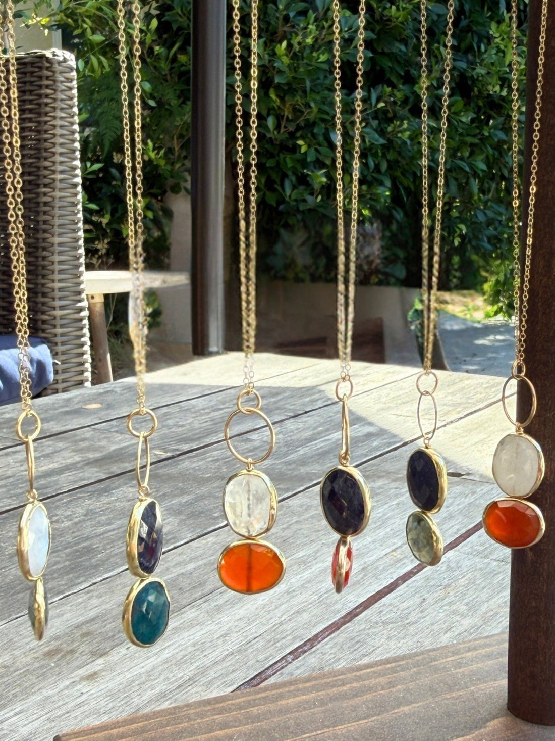 Ocean Pebbles Necklace - Chocolate and Steel