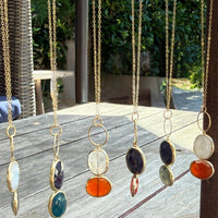 Ocean Pebbles Necklace - Chocolate and Steel