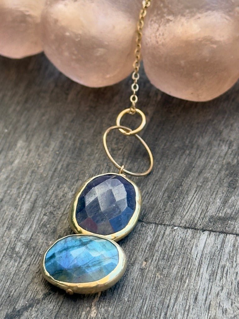 Ocean Pebbles Necklace - Chocolate and Steel