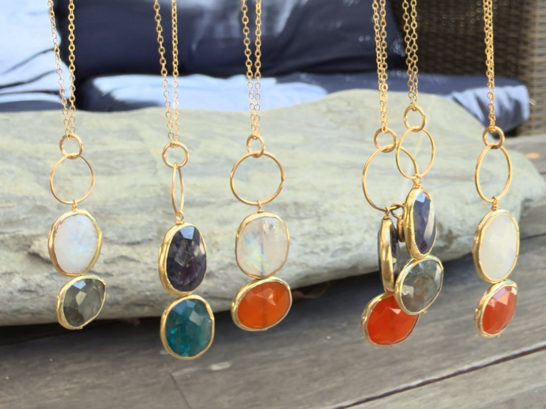 Ocean Pebbles Necklace - Chocolate and Steel