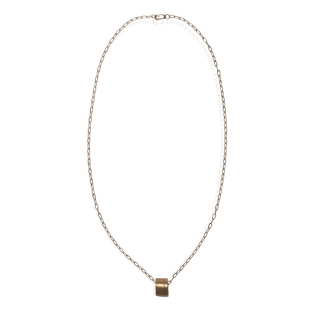 Power Barrel - Carved Line Charm Necklace - Chocolate and Steel