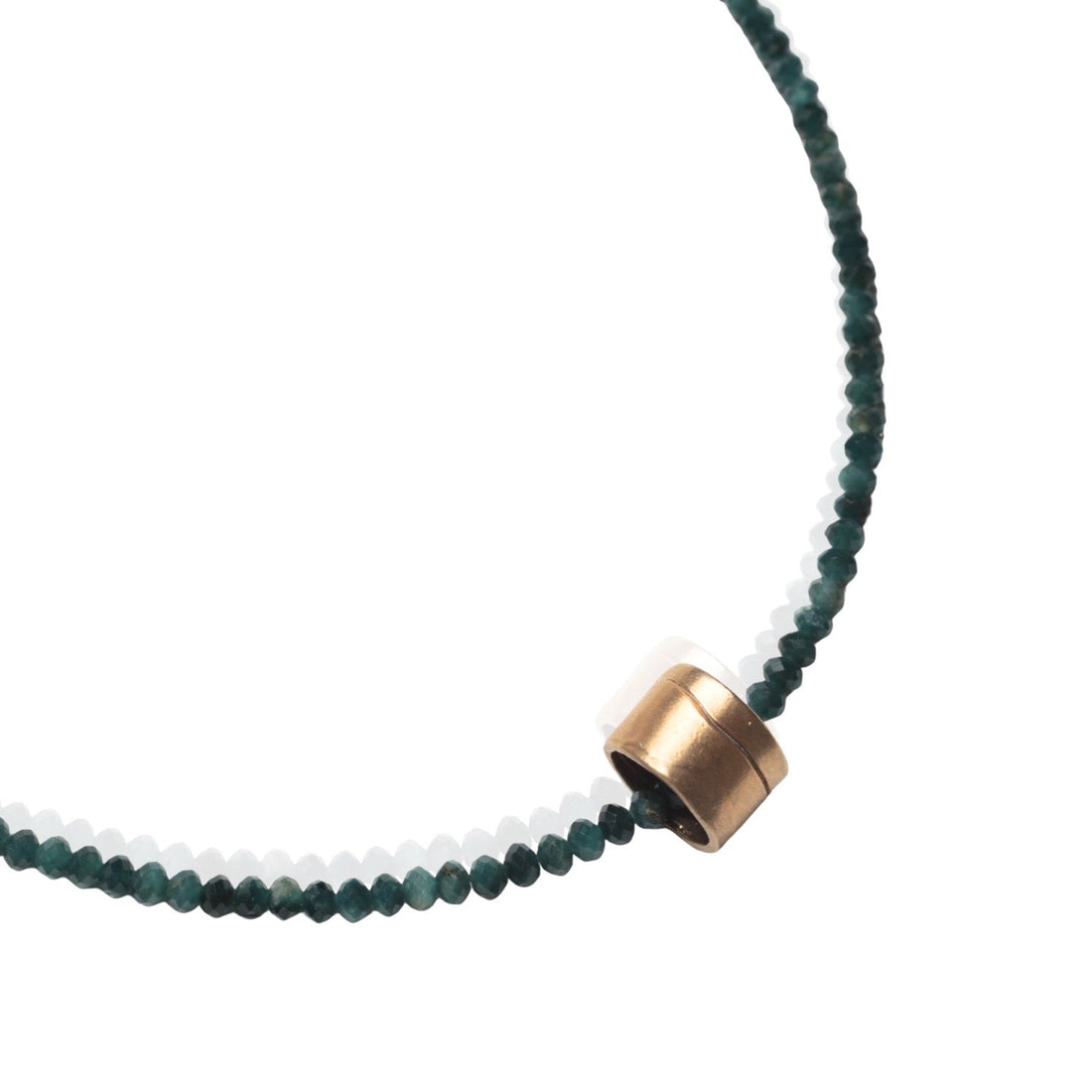 Power Barrel - Carved Line Charm Necklace - Chocolate and Steel