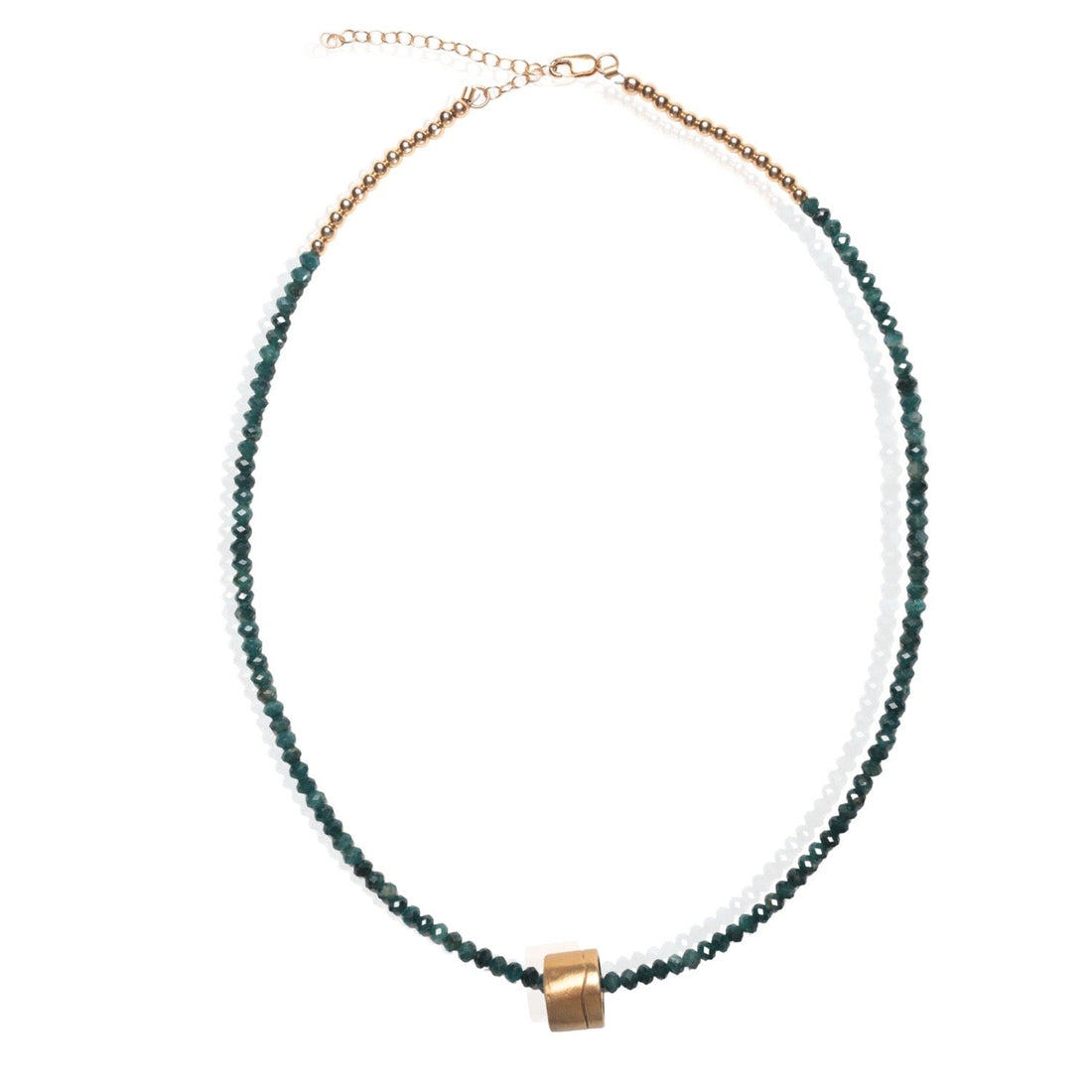 Power Barrel - Carved Line Charm Necklace - Chocolate and Steel