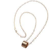 Power Barrel - Carved Line Charm Necklace - Chocolate and Steel