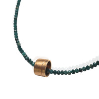 Power Barrel - Carved Line Charm Necklace - Chocolate and Steel