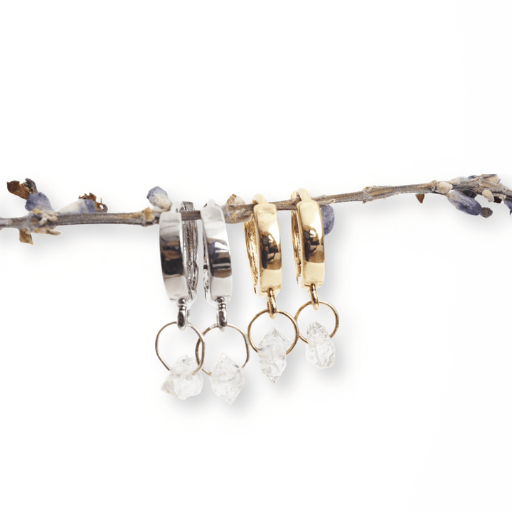 Shoreline Huggie Hoop Earrings - Chocolate and Steel