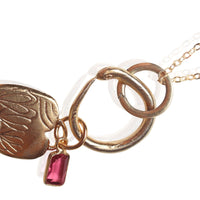 Sunflower Heart & Snake Charm with Tourmaline - Chocolate and Steel