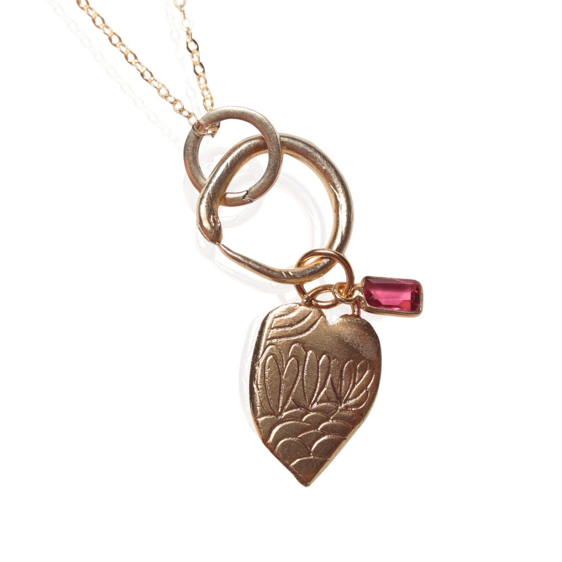 Sunflower Heart & Snake Charm with Tourmaline - Chocolate and Steel