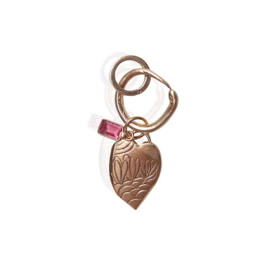Sunflower Heart & Snake Charm with Tourmaline - Chocolate and Steel