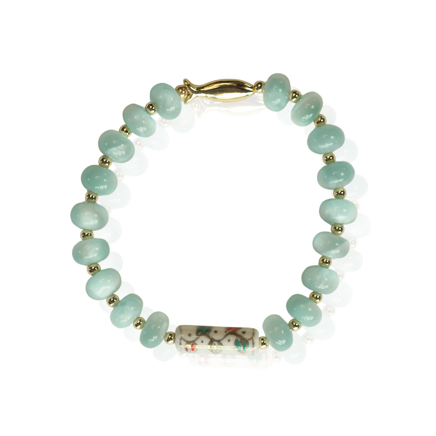 Swim the Sea Green Moonstone Stretch Bracelet
