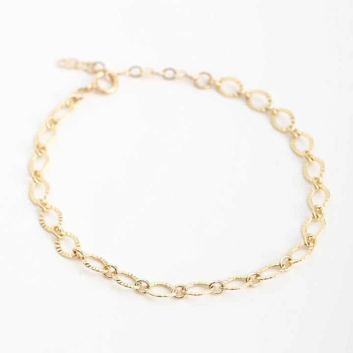 Textured Oval Chain Bracelet - Chocolate and Steel