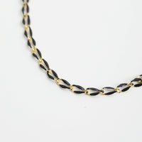 "The Topanga" Gold and Enamel Chain Necklace - Chocolate and Steel