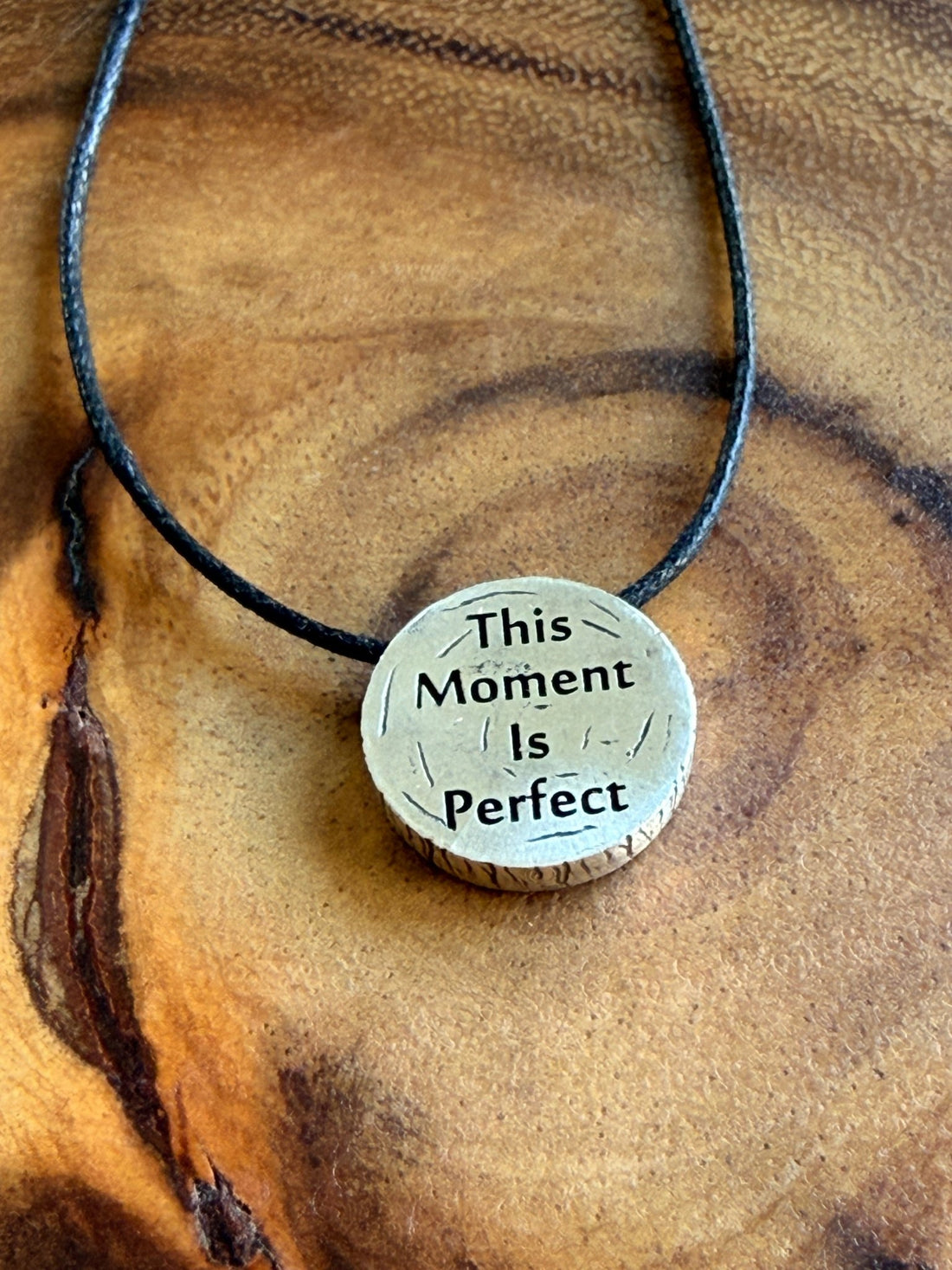 This Moment Tree Slice Necklace (The Interbeing) - Chocolate and Steel